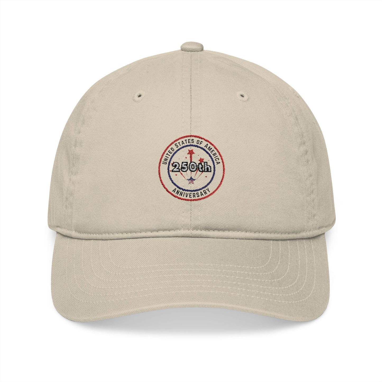 USA 250th Anniversary Hat - Organic Baseball Cap (Embroidery)