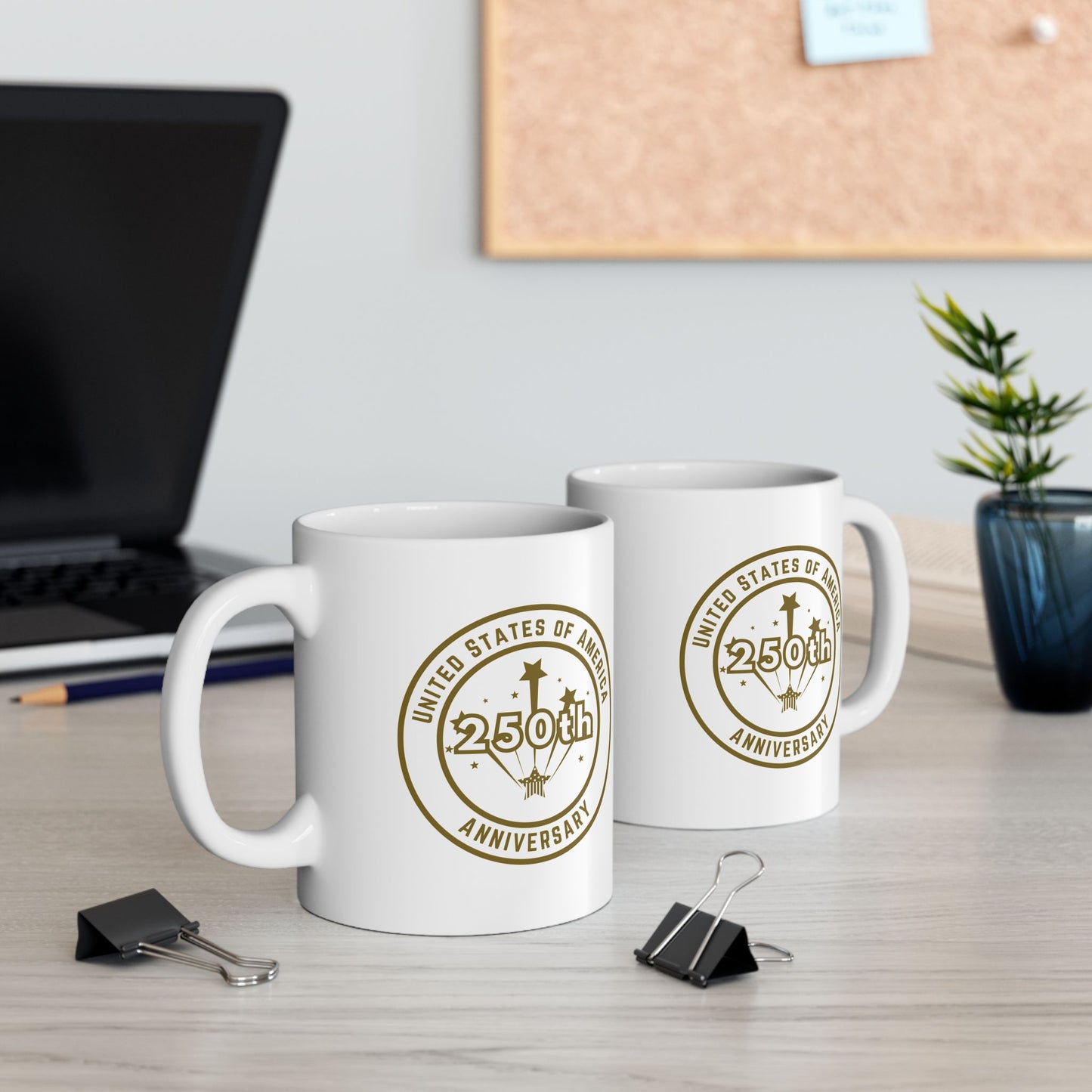 Happy Birthday America 250 years GOLD coffee Mug - 11oz