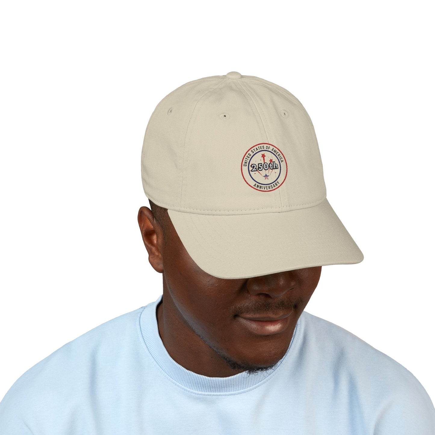 USA 250th Anniversary Hat - Organic Baseball Cap (Embroidery)