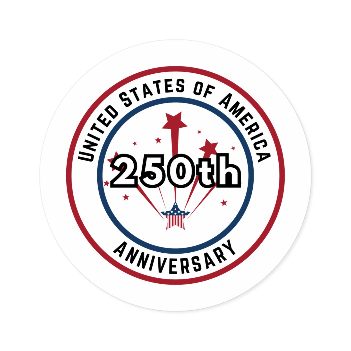 USA 250th Anniversary Round Stickers - Multi-sized Indoor\Outdoor