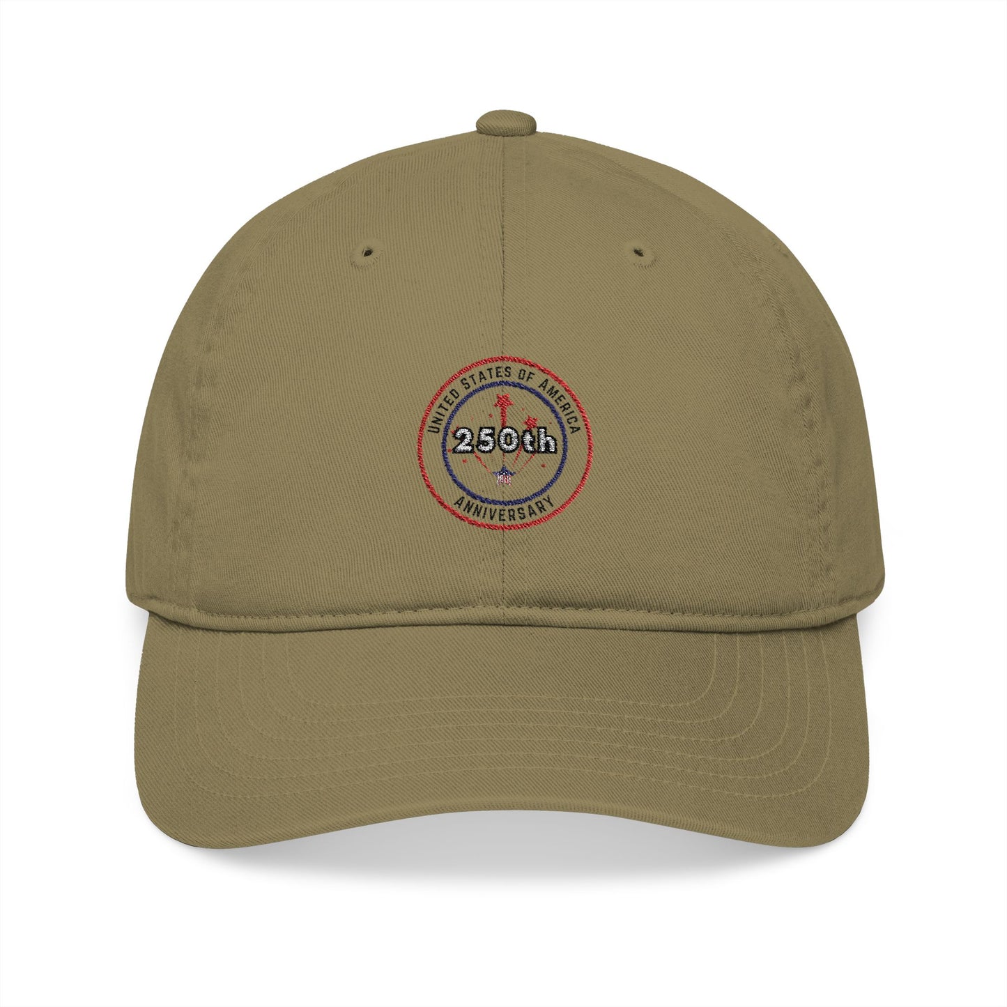 USA 250th Anniversary Hat - Organic Baseball Cap (Embroidery)