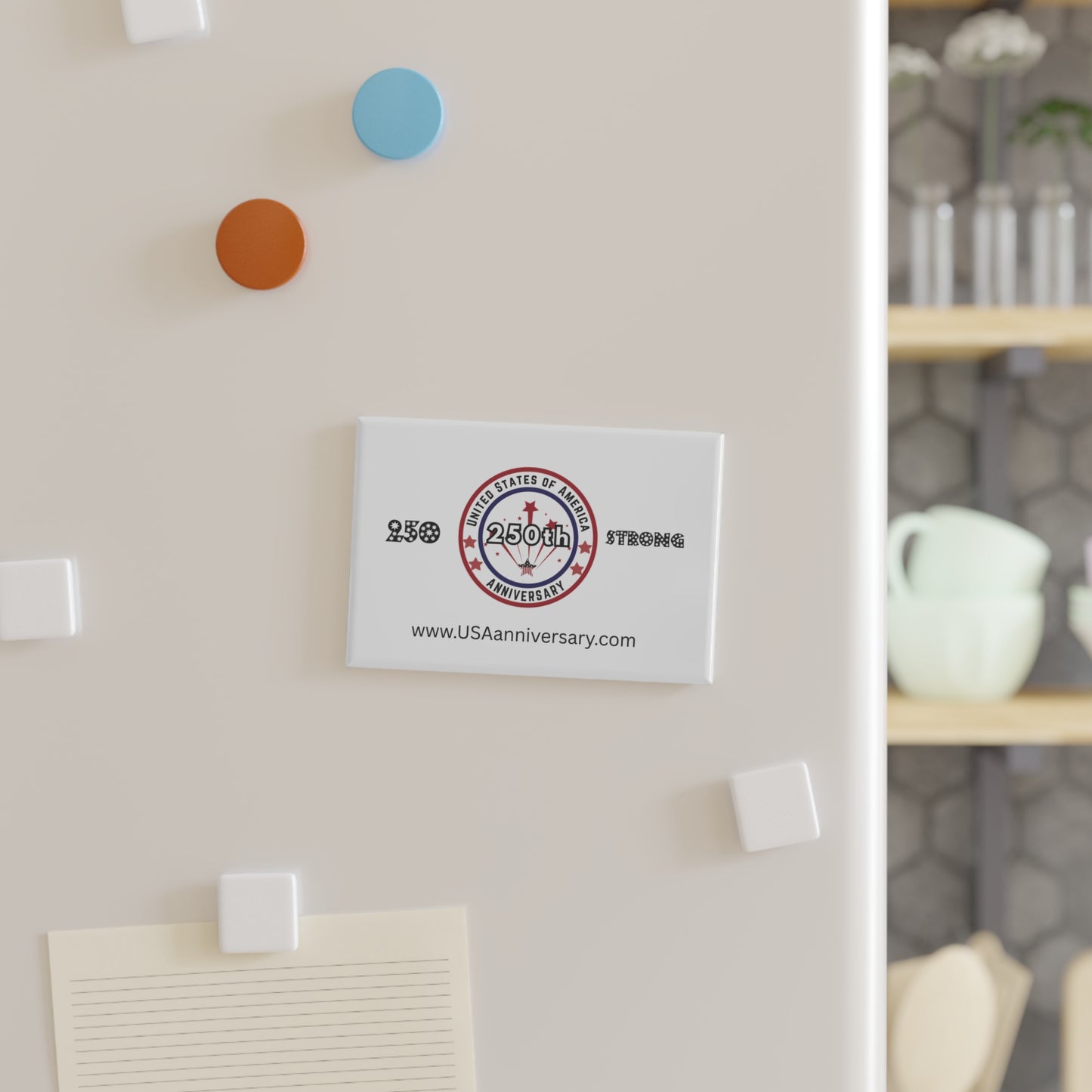 250 STRONG USA Anniversary Button Magnet, Rectangle (10 pcs)