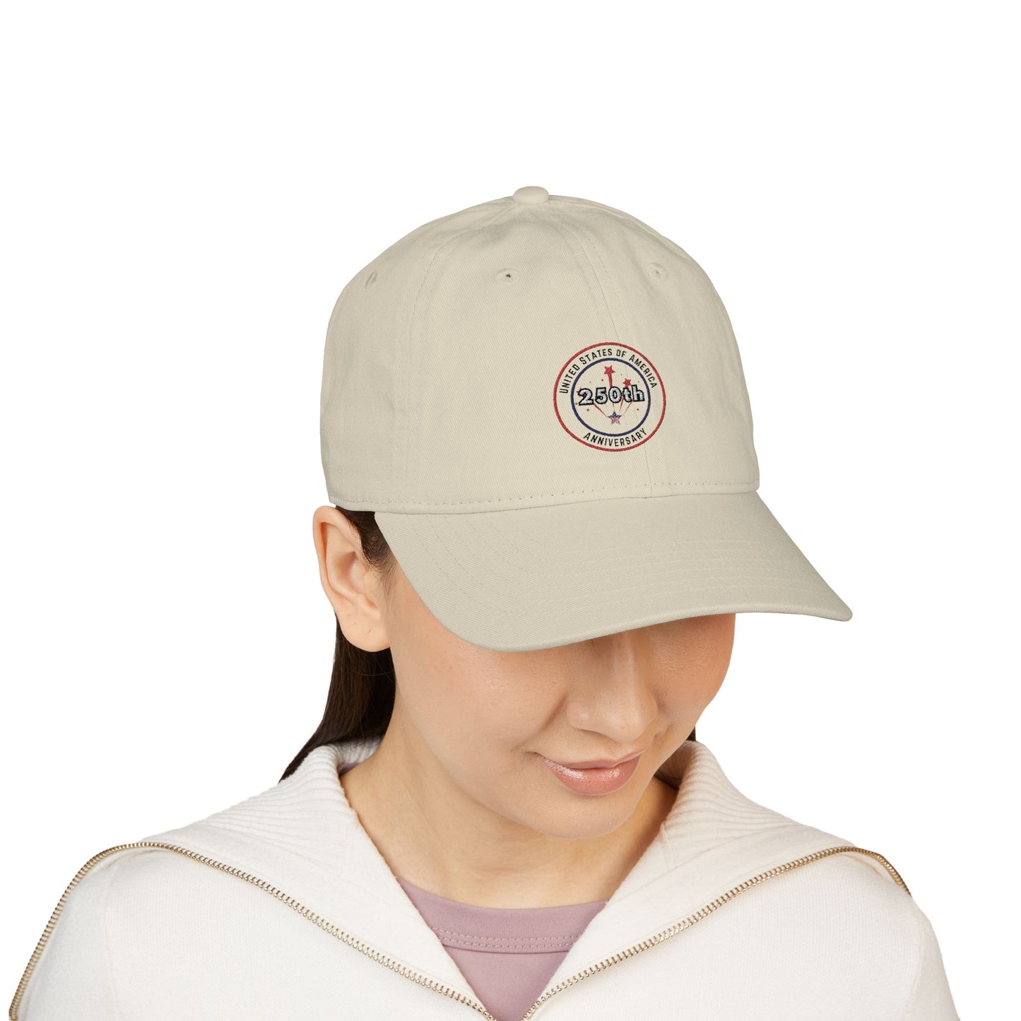 USA 250th Anniversary Hat - Organic Baseball Cap (Embroidery)