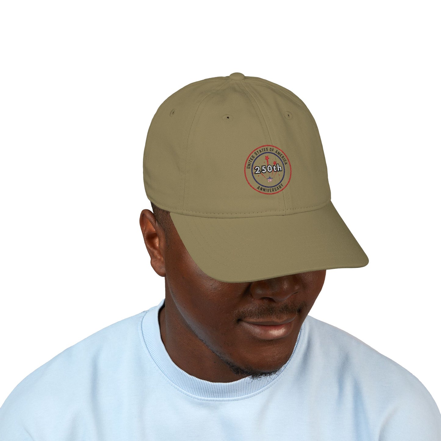 USA 250th Anniversary Hat - Organic Baseball Cap (Embroidery)