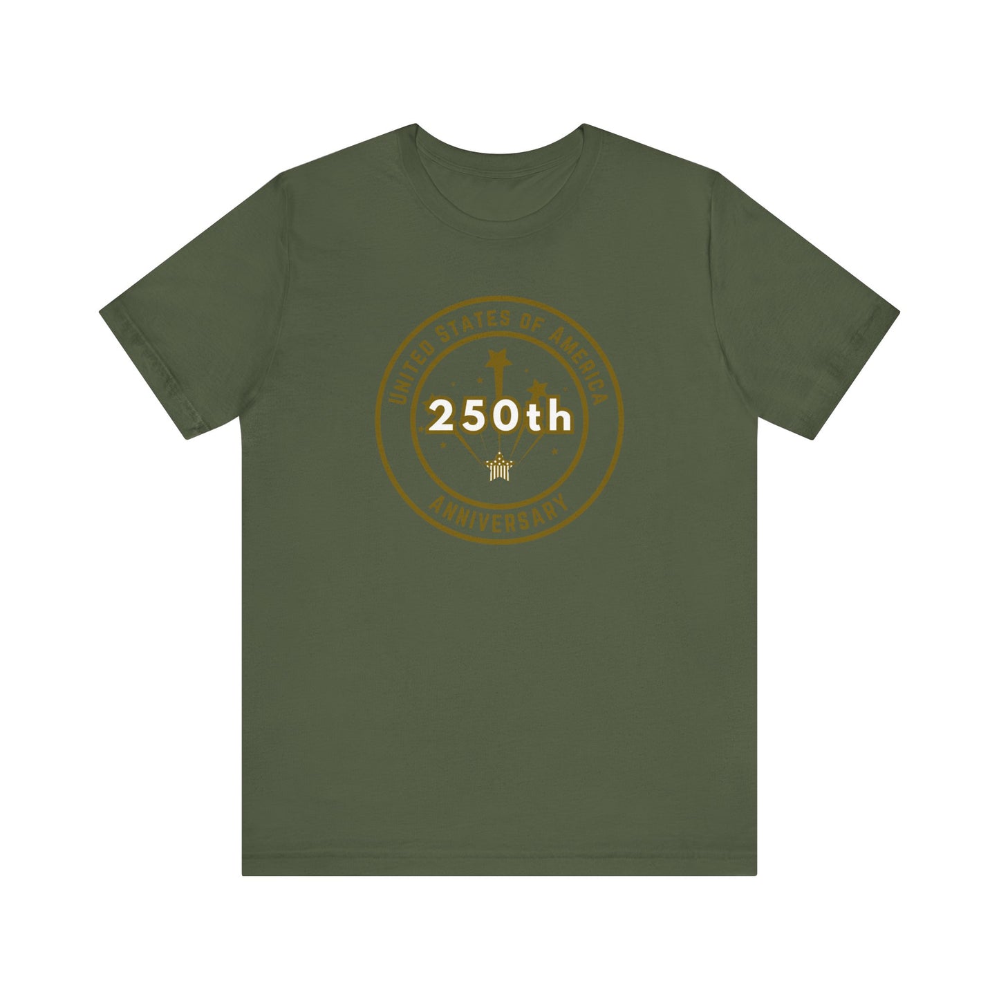 250th Anniversary USA T-Shirt - Celebrate America with our Patriotic GOLD Design!