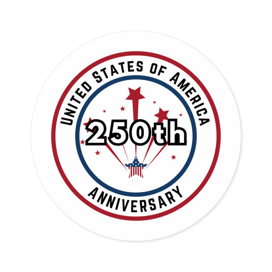 USA 250th Anniversary Round Stickers - Multi-sized Indoor\Outdoor