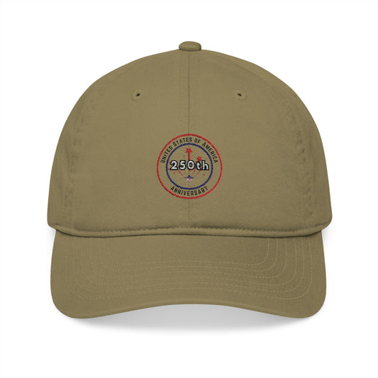 USA 250th Anniversary Hat - Organic Baseball Cap (Embroidery)