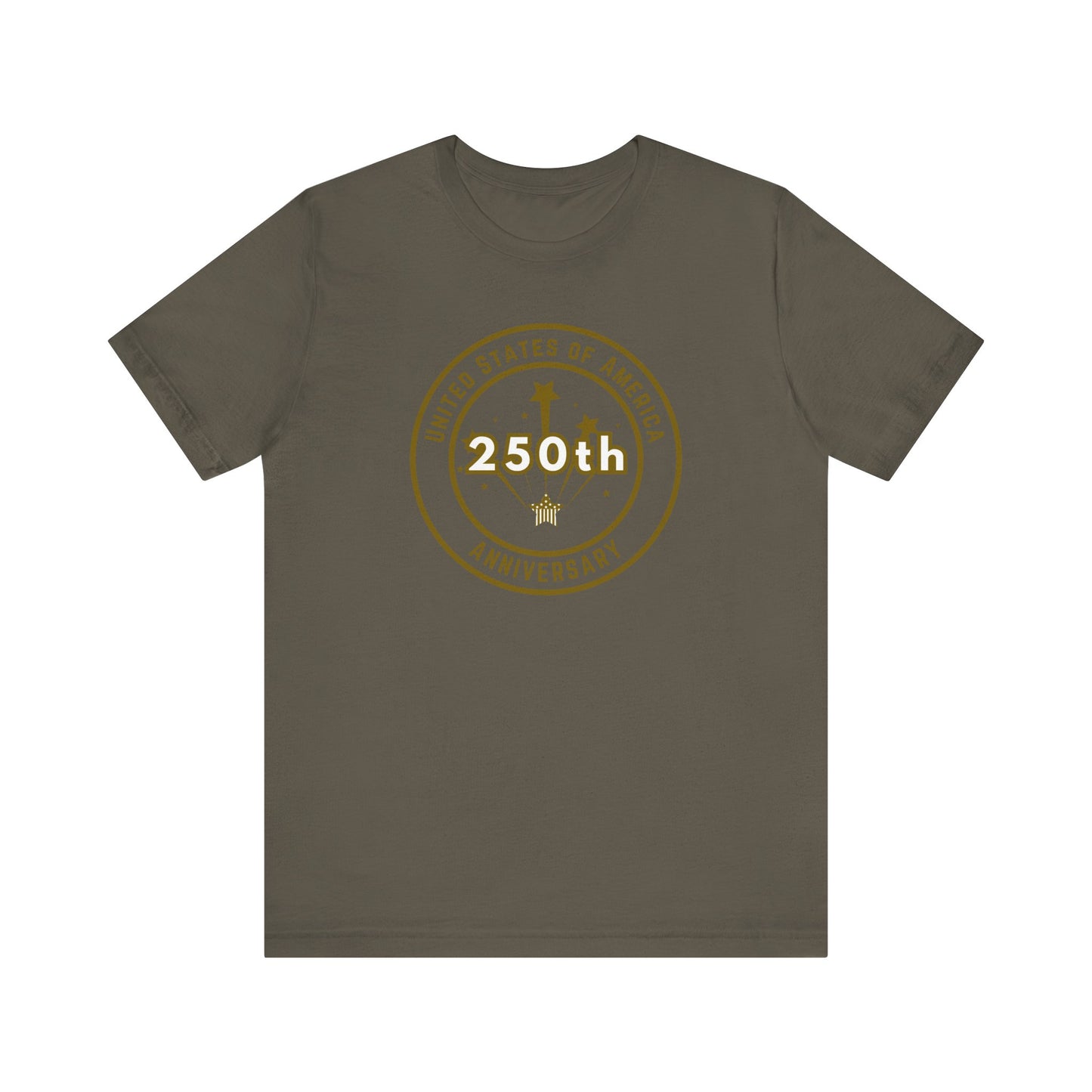 250th Anniversary USA T-Shirt - Celebrate America with our Patriotic GOLD Design!
