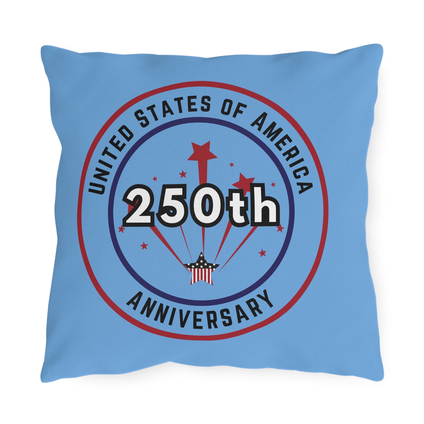Happy Birthday America Blue 16 x 16 outdoor pillow - Red White Blue logo