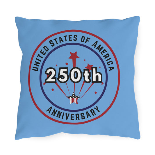 Happy Birthday America Blue 16 x 16 outdoor pillow - Red White Blue logo
