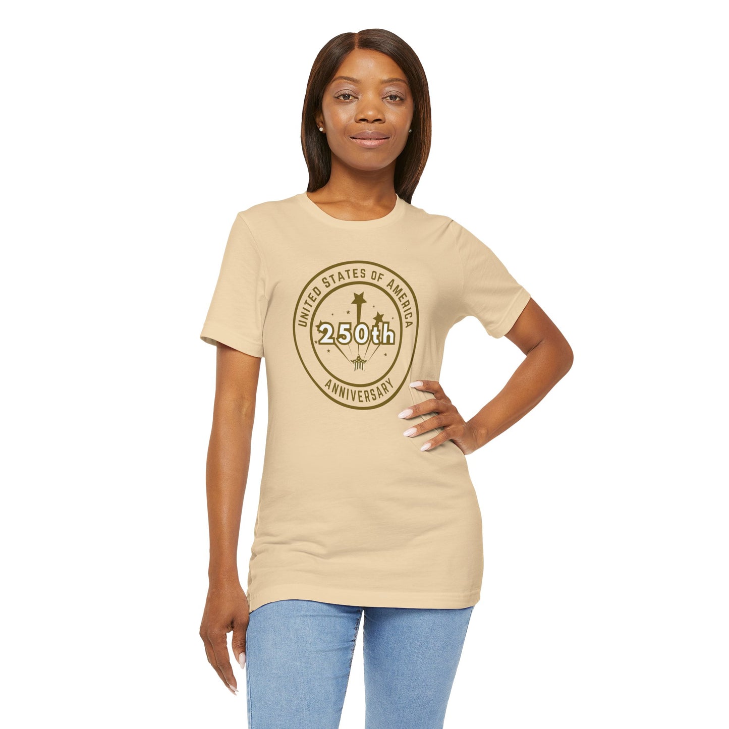 250th Anniversary USA T-Shirt - Celebrate America with our Patriotic GOLD Design!