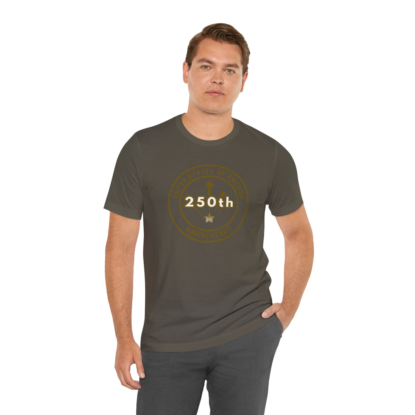 250th Anniversary USA T-Shirt - Celebrate America with our Patriotic GOLD Design!