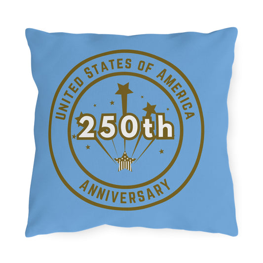 USA 250th Anniversary outdoor 16 x 16 blue pillow - Gold logo