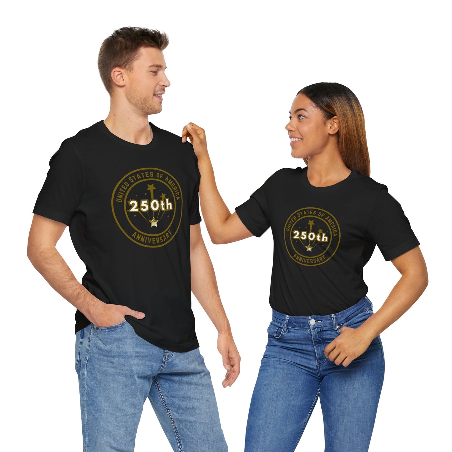 250th Anniversary USA T-Shirt - Celebrate America with our Patriotic GOLD Design!