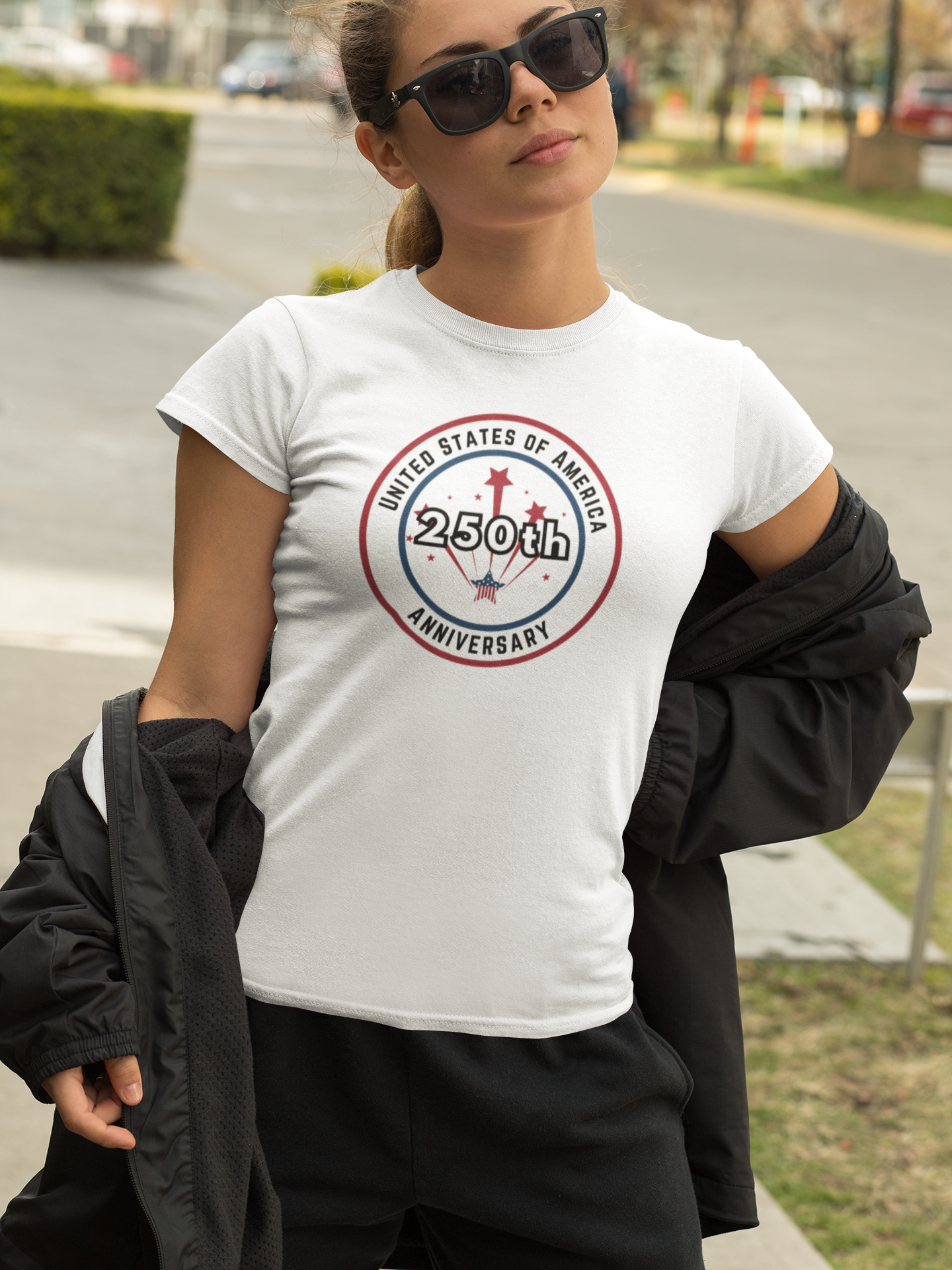 250th Anniversary USA T-Shirt - Celebrate America with Patriotic Red, White & Blue Design!